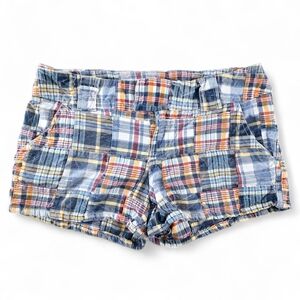 BeBop Madras Plaid Patchwork Cotton Mini Shorts Multicolor Size 9 Y2K Preppy